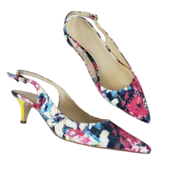 Marc Fisher Shoes - Marc Fisher kitten heels floral sling back  size 8